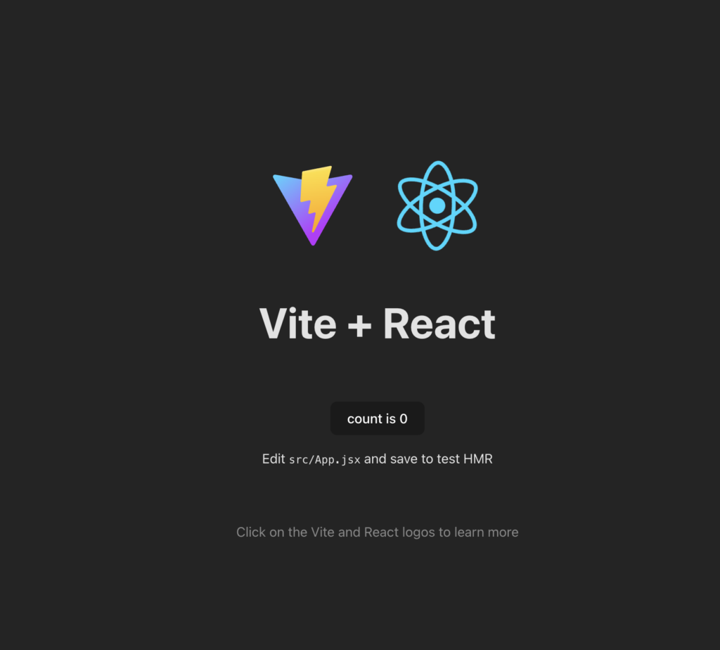 Initial React site that was created using Vite.